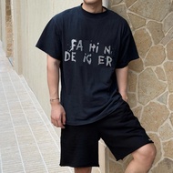 USV8 B-LG Spring Summer Printed Letters Round Neck Short Sleeve T-Shirt