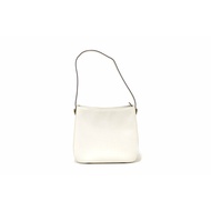 Authentic Celine Vintage White Grained Chevre Leather Structured Zip Hobo Shoulder Bag