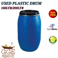 [USED] 160L / 200L Plastic Open Top Drum, Tong Biru (1unit per order)