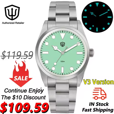 Watchdives WD1016 V3 Watch VH31 Sweep Second Movement Slim Case Sapphire Crystal 100m Waterproof Lum