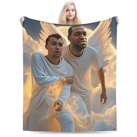 Charlie Kirk Angelic Advocate With George Floyd Blanket Girls Flannel Throw Blanket For Living Room 