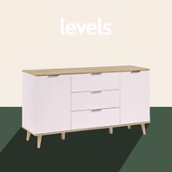 VHIVE Hamburg 1.4m Sideboard (Oak White Walnut 140cm Storage Cabinet Cupboard)