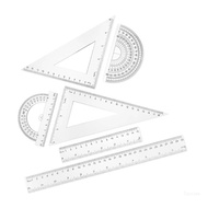 Top Plastic Math Drawing Rulers Tool Set with Square Straight Ruler Math Protractor
