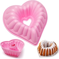 9 Inch Heart Shaped Nonstick Silicone Fluted Cake Pan for Brownies Baking Valentine's Day Cake Molds