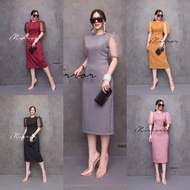 TwinsShopVip TW11400 Balloon Sleeve Dress In Glass Fabric