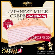 SAKANA | Japanese Mille Crepe Strawberry 12PCS -816G Dessert Sweets Cake