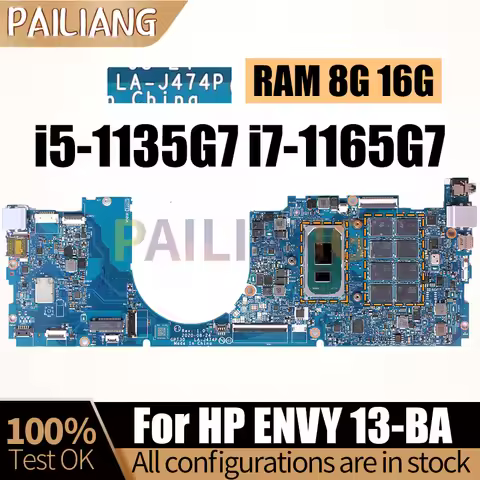 For HP ENVY 13-BA Notebook Mainboard LA-J474P M20695-601 M20697-601 i5-1135G7 i7-1165G7 RAM 8G 16G L