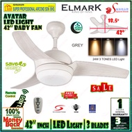 Elmark Ceiling Fan Avatar 42 inch Baby Fan with LED Light (3 blades) Remote Control Ceiling Fan GREY