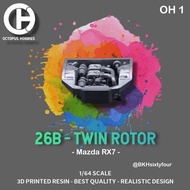 ENGINE BAY 26B TWIN for MAZDA RX7 DIECAST 1/64 OH1