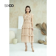 SIXDO Dark Beige Midi Voile Dress (Dark Beige Midi Voile Dress)