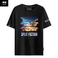 เสื้อยืดคู่รัก Split Fiction แขนสั้นผ้าฝ้ายแท้ ทรงหลวม สำหรับผู้ชายและผู้หญิง แฟชั่นฤดูร้อน 2024 แขน