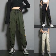 Women's Fashion Pants Trousers Mid Waist Overalls Casual Pants Ninth Pants