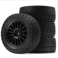 4PCS 80MM Rally Rubber Tires Wheel Rim Set Compatible with 1/10 Off-Road RC Car HSP 94177 HPI WR8 Fl