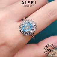 AIFEI JEWELRY Silver Adjustable Ring Korean 純銀戒指 Perak Women Accessories 925 Original Sterling Luxurious Perempuan Aquamarine Cincin For R2264