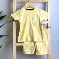 Playset Pleated 1Y - 6Y 100% Cotton Kuning Cair