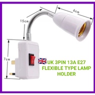 FLEXIBLE LAMP HOLDER( E27) WITH ON OFF SWITCH ONLY & INCLUDING LED BULB (3W,9W,30W )