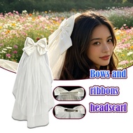 Veil For Wedding Bride Bow Bridal Veil Double Layer Engagement Photo Tulle Hair Clip Veil