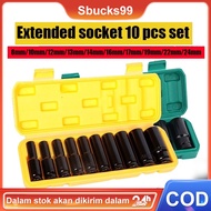Impact Socket Wrench Set 10Pcs 1/2 ''Inch 8-24MM Extension Impact Socket Length Achieves Socket Nut 