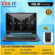 ASUS TUF GAMING A15 FA506N-CRHN039W GAMING LAPTOP (R7-7435HS, 16GDR5, 512GB SSD, RTX3050 4GDR6, 15.6