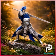 Premium Silver Armor Knight Model – Dark Blue Knight Armor Figure Holding a Long Sword