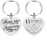15th Anniversary Keychain - Happy 15 Years Wedding Anniversary Gifts, 15th Anniversary Keychain, Sma