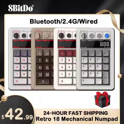 8BitDo Retro 18 Mechanical Numpad Compatible for Windows/Android 2.4G USB-C Support Calculator Mode 