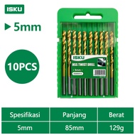 ISKU Mata Bor Set HSS 3-12mm Besi Kayu Beton Tembok 5pcs/10pcs Drill Bit Set Serbaguna Anti Karat