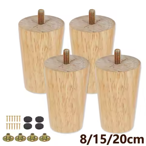 4Pcs Solid Wood Furniture Leg Kit 8/15/20cm Height Furniture Feet Oblique/Straight Table Feet Non-sl