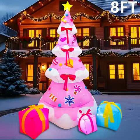 8ft Airmodel 2.4 Pink Christmas Tree,Led Christmas Inflatable Decoration, Wishing Tree, Party Decora