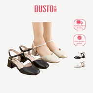 DUSTO High Heels Women Thick Heel Sandals High Heel Sandals Pearl Decoration DW25X0079A