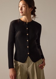 Najah Lyocell Knit Round Neck Fitted Cardigan