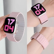 สายนาฬิกา Apple Watch Silicone Magnetic สีแดงไวน์ใหม่ สายนาฬิกาแบบแม่เหล็กสำหรับ Apple Watch Series 