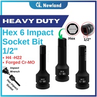 Hex Impact Socket Bit / Allen Key Socket Wrench (1/2") 6-Point CR-MO H4 H6 H8 H10 H17 H19