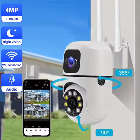 Dual Lens IP Camera 4K 4MP WiFi Wireless Indoor Security Protection Bluetooth Connection PTZ CCTV Vi