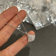 【High version 1: 1】bv new 18k white gold full diamond skirt necklace women light luxury simple fashi