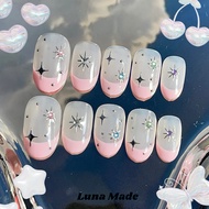 Lunamade: Korean Fake Gel Nails Cute Press on Nails Fake Nails Press on Nails Short