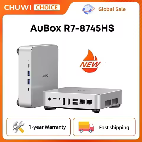 CHUWI AuBox Mini PC AMD Ryzen 7 8745HS 0GB DDR5 0GB SSD NO System 4K Display AI-Link WiFi 6 BT 5.1 E