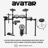 AVATAR SD61-6 DIGITAL DRUM MESH HEAD 8PCS (5PCS DRUM PAD3PCS CYMBAL PAD) W/DRUM THRONE