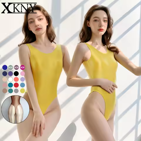 XClocKNYoung satin swimsuit oil silk Opaque swimsuit satin glossy one piece gymnastic suit smooth hi