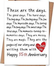 15th Anniversary Card for Husband Wife, 15 Year Anniversary Card Gifts for Him Her, 15th Wedding Ann
