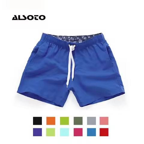 ALSOTO Pocket Quick Dry Swimming Shorts For Men Swimwear Man Swimsuit Swim Trunks Summer Bathing Bea