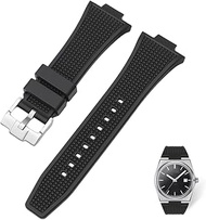 Waffle PRX Silicone Rubber Watch Band- Compatible for Tissot PRX 40mm - Quick- Release Replacement Watch Strap for Tissot Powermatic 80 Series - 12mm (12mm, Black)