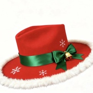 Topi Felt Bebiri Baharu Krismas Warna Pejal Topi Felt Bebiri Dihiasi Reben Topi Felt Bulu Tulen DAUS