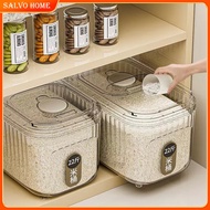 Salvo Rice Container Kitchen Rice Bucket 6-16kg Food Storage Container Insect Proof Sealed Rice Disp
