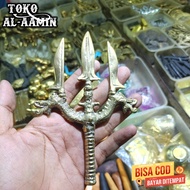 Pusaka tombak trisula naga besar model penuh ukiran estetik