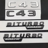 3D ABS Chrome Car Rear Trunk Logo Letters BITURBO 4MATIC Emblem Badge Sticker For Mercedes C43 C 43 