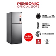 [5STAR ENERGY] Pensonic Two 2 Doors Refrigerator 225L Silver | PRT-2250