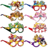Mario Party Paper Glasses Photo Props Game Theme Birthday Glasses Frame Decorate Supplies