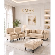 SOFA （MUSA LINING 660） 3Seater+2Seater+1Seater+Stool （SOFA MURAH）SUPER OFFER MURAH Modern Sofa Set  