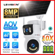 LS VISION 4K 8MP 4G/WIFI AOV 24/7 Recording Solar Camera 10X Digital Zoom Dual Lens Solar Charging H